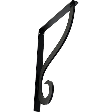 Ekena Millwork Ashford Single, Wrought Iron Bracket, (Single center brace), Powder Coated Bla 1 1/2"W x 12"D x 15"H BKTM01X12X15SAS